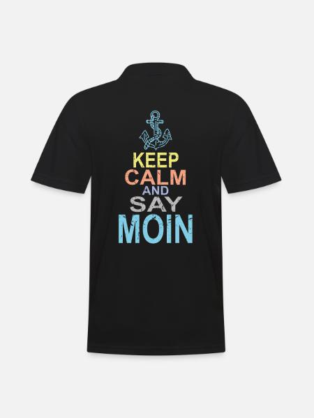 Keep Calm and say Moin - Männer Poloshirt - Schwarz