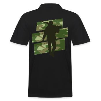 Jäger Camouflage - Männer Poloshirt - Schwarz - Hinten - Kai (181cm)