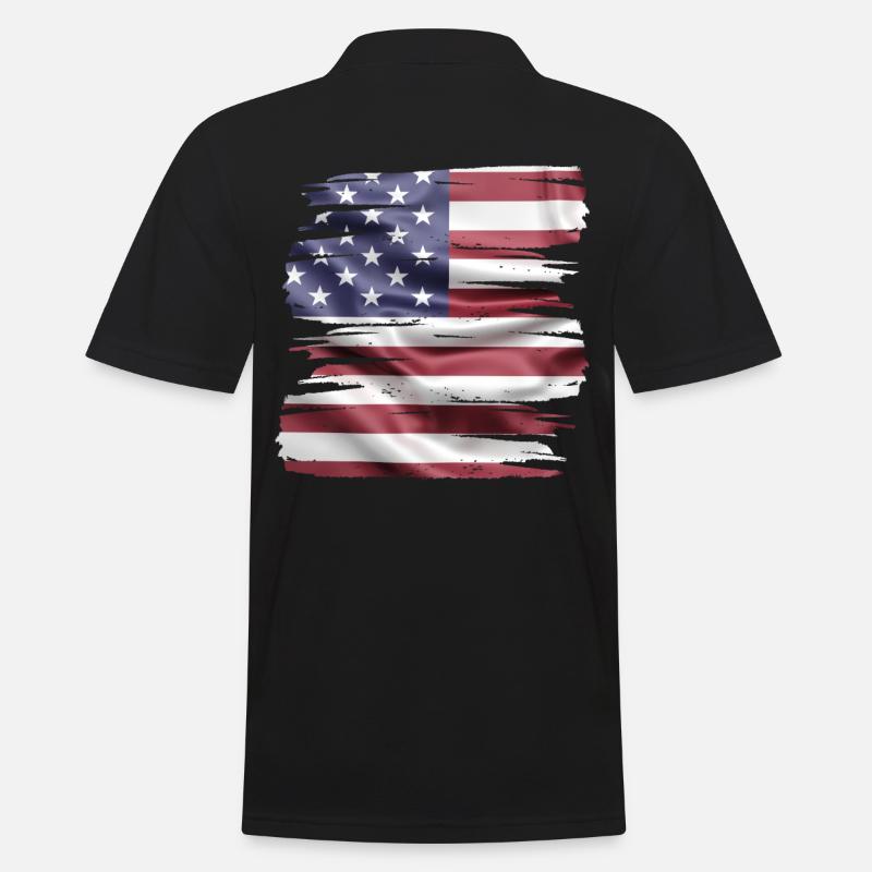 US Flagge Retro - Männer Poloshirt - Schwarz