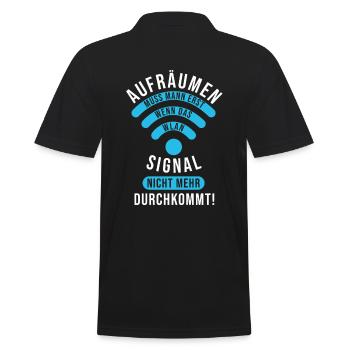 Wlan Lustiger Spruch - Männer Poloshirt - Schwarz - Hinten - Kai (181cm)