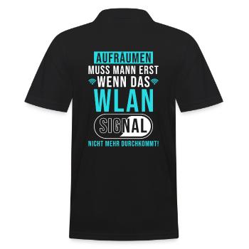Wlan Lustiger Spruch - Männer Poloshirt - Schwarz - Hinten - Kai (181cm)
