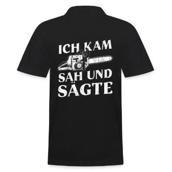 Ich kam sah und sägte - Männer Poloshirt - Schwarz - Hinten - Kai (181cm)