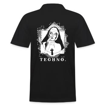 Techno Religion - Männer Poloshirt - Schwarz - Hinten - Kai (181cm)