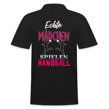 Echte Mädchen spielen Handball - Männer Poloshirt - Schwarz - Hinten - Kai (181cm)