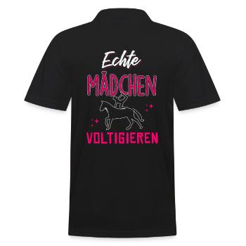 Echte Mädchen Voltigieren - Männer Poloshirt - Schwarz - Hinten - Kai (181cm)