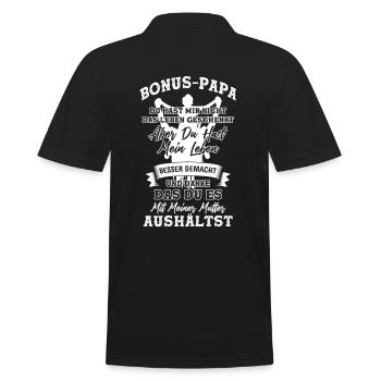 Bonus Papa Sprüche - Männer Poloshirt - Schwarz - Hinten - Kai (181cm)