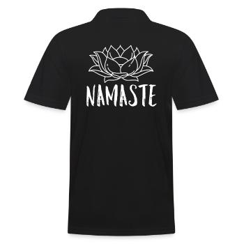 Yoga Namaste - Männer Poloshirt - Schwarz - Hinten - Kai (181cm)