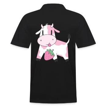 Strawberry Cow - Männer Poloshirt - Schwarz - Hinten - Kai (181cm)