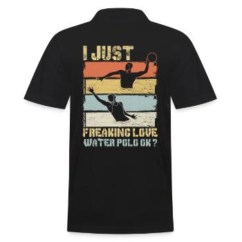 Water polo saying - Men's Polo Shirt - black - Back - Kai (181cm)