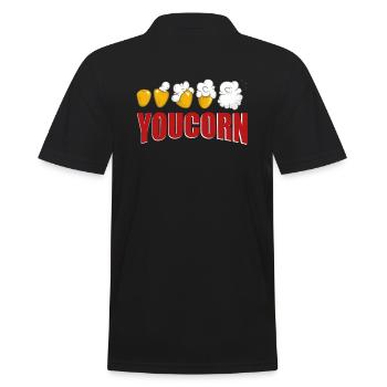 Popcorn Spruch - Männer Poloshirt - Schwarz - Hinten - Kai (181cm)