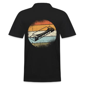 Mundharmonika Motiv - Männer Poloshirt - Schwarz - Hinten - Kai (181cm)