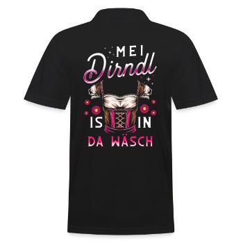 Mei Dirdnl is in da wäsch - Männer Poloshirt - Schwarz - Hinten - Kai (181cm)