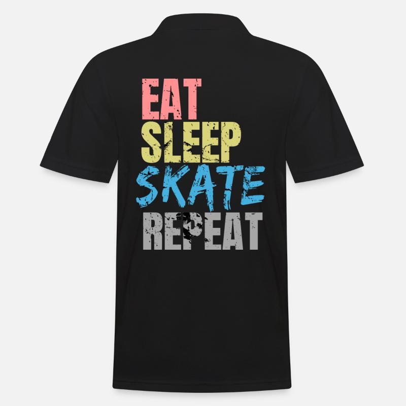 Eat Sleep Skate Repeat - Männer Poloshirt - Schwarz