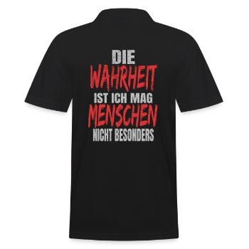 Ich hasse Menschen - Männer Poloshirt - Schwarz - Hinten - Kai (181cm)