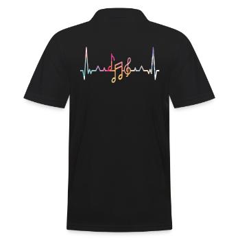 Ich liebe Musik Heartbeat - Männer Poloshirt - Schwarz - Hinten - Kai (181cm)