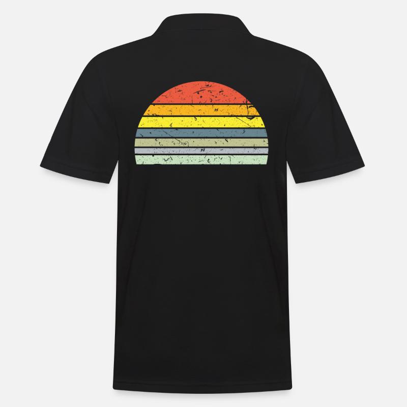 Rétro demi-cercle coucher de soleil - Polo Homme - noir