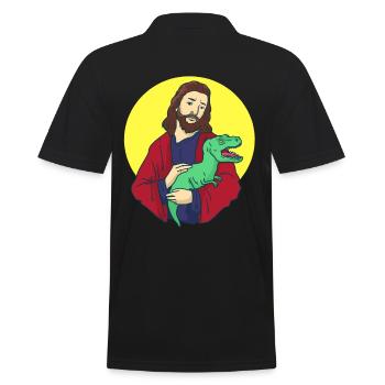Jesus Christus - Männer Poloshirt - Schwarz - Hinten - Kai (181cm)