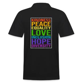 Peace Love Spruch - Männer Poloshirt - Schwarz - Hinten - Kai (181cm)