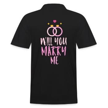 Willst du mich heiraten - Männer Poloshirt - Schwarz - Hinten - Kai (181cm)