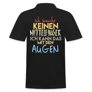Lustiger Spruch Ich brauche keinen Mittelfinger - Männer Poloshirt - Schwarz - Hinten - Kai (181cm)