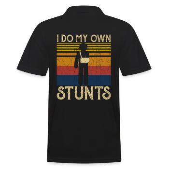 I do my own stunts - Männer Poloshirt - Schwarz - Hinten - Kai (181cm)