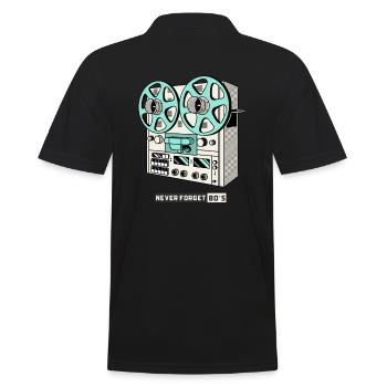 Tonbandgerät 80er Design - Männer Poloshirt - Schwarz - Hinten - Kai (181cm)