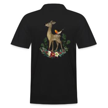Motif de la forêt de cerfs - Polo Homme - noir - Dos - Kai (181cm)