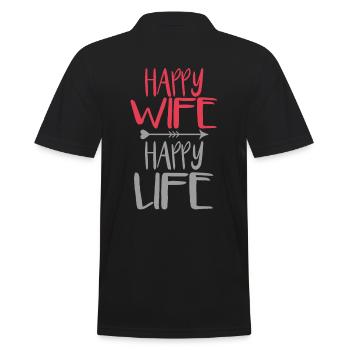 Happy Wife Happy Life - Männer Poloshirt - Schwarz - Hinten - Kai (181cm)