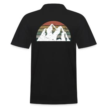 Berge Retro Sunset Gebirge Berg - Männer Poloshirt - Schwarz - Hinten - Kai (181cm)