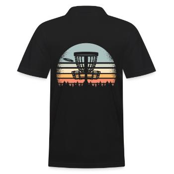 Disc Golf Retro - Männer Poloshirt - Schwarz - Hinten - Kai (181cm)