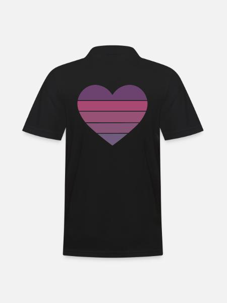 Heart Retro Purple - Men's Polo Shirt - black