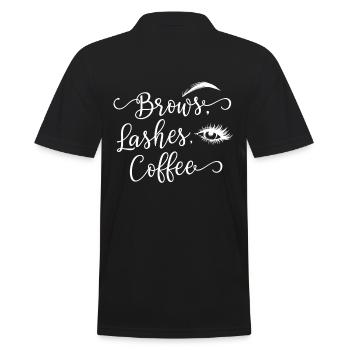 Brows Lashes Coffee - Männer Poloshirt - Schwarz - Hinten - Kai (181cm)
