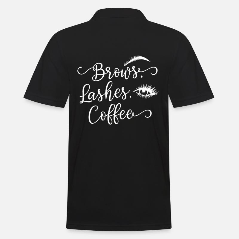 Brows Lashes Coffee - Männer Poloshirt - Schwarz