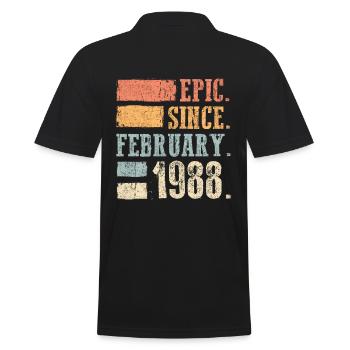 Geburstag Geboren Februar 1988 - Männer Poloshirt - Schwarz - Hinten - Kai (181cm)