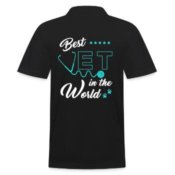 Tierarzt Geschenk Spruch Bester Tierarzt - Männer Poloshirt - Schwarz - Hinten - Kai (181cm)