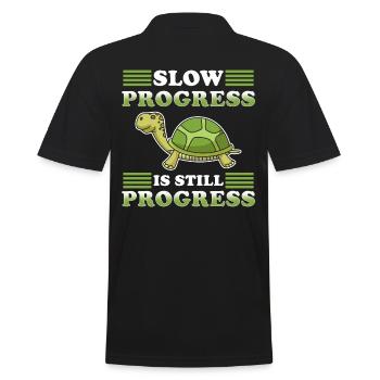 Turtle funny saying slow - Men's Polo Shirt - black - Back - Kai (181cm)
