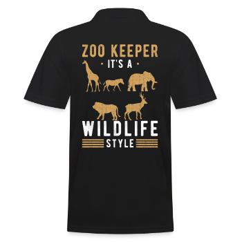 Zoo Tierpfleger Zoowärter Wilde Tiere - Männer Poloshirt - Schwarz - Hinten - Kai (181cm)