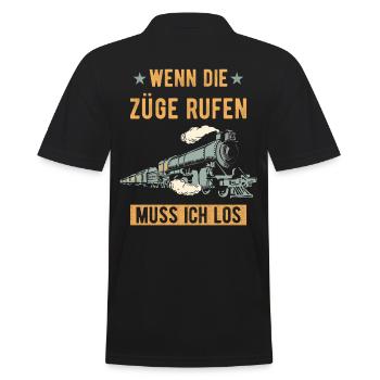 Zug Modelleisenbahn Eisenbahner - Männer Poloshirt - Schwarz - Hinten - Kai (181cm)