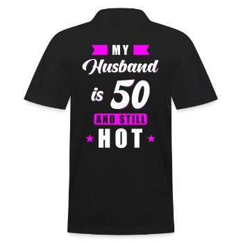 Husband 50 Birthday Gift - Men's Polo Shirt - black - Back - Kai (181cm)