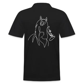 Pferd Lineart - Männer Poloshirt - Schwarz - Hinten - Kai (181cm)