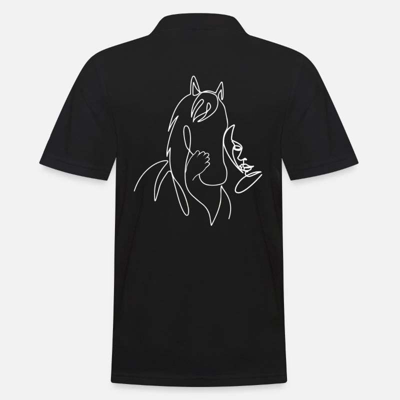Pferd Lineart - Männer Poloshirt - Schwarz