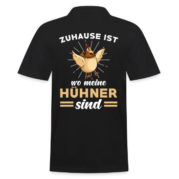 Zuhause ist wo meine Hühner sind - Männer Poloshirt - Schwarz - Hinten - Kai (181cm)