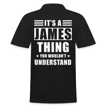 James Geschenk - Männer Poloshirt - Schwarz - Hinten - Kai (181cm)
