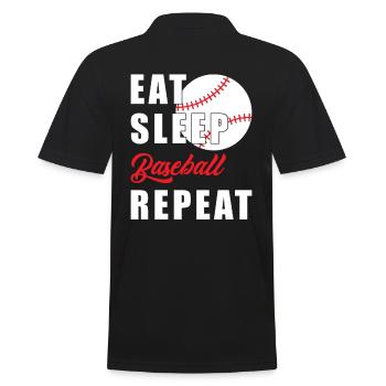 Eat Sleep Baseball Repeat - Männer Poloshirt - Schwarz - Hinten - Kai (181cm)
