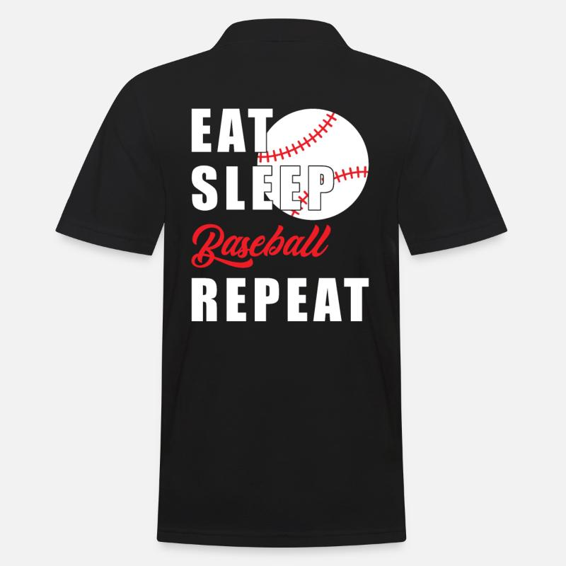 Eat Sleep Baseball Repeat - Polo Homme - noir
