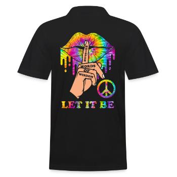 Hippie 70s Peace - Männer Poloshirt - Schwarz - Hinten - Kai (181cm)