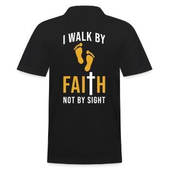 Walk by Faith not by Sight - Men's Polo Shirt - black - Back - Kai (181cm)