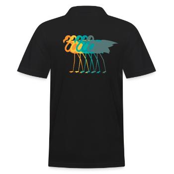 Flamingo Retro - Männer Poloshirt - Schwarz - Hinten - Kai (181cm)