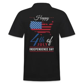 4th July Independence Day USA - Men's Polo Shirt - black - Back - Kai (181cm)