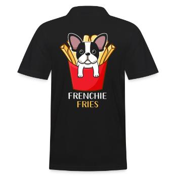 Frenchie Fries französiche Bulldogge - Männer Poloshirt - Schwarz - Hinten - Kai (181cm)